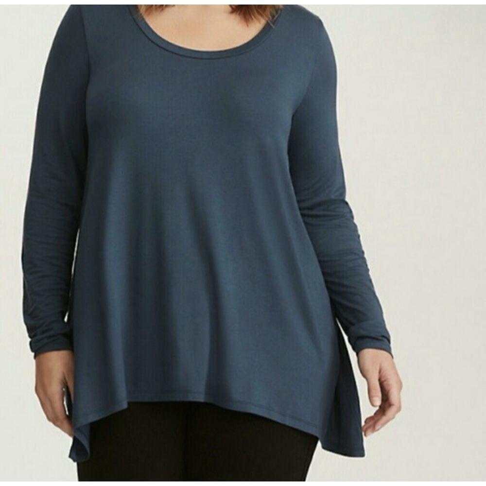 TORRID Super Soft Knit Tunic‎ Teal Floral Embroidered Mesh Lace NWT Plus Size 1X - Picture 4 of 12